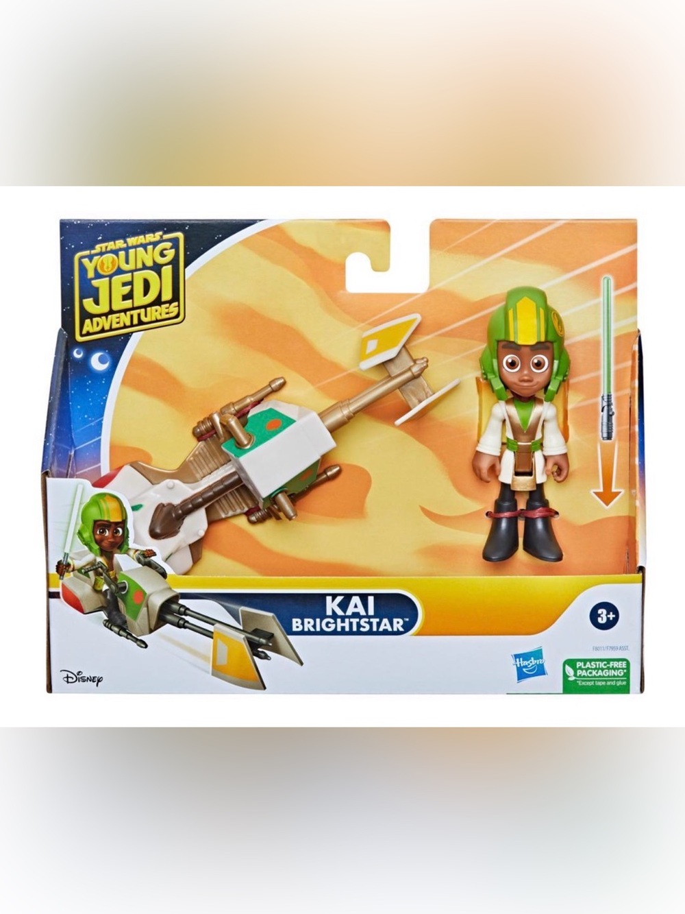 STAR WARS YOUNG JEDI KAI WITH SABER AND SPEEDER BIKE - 4” NIB